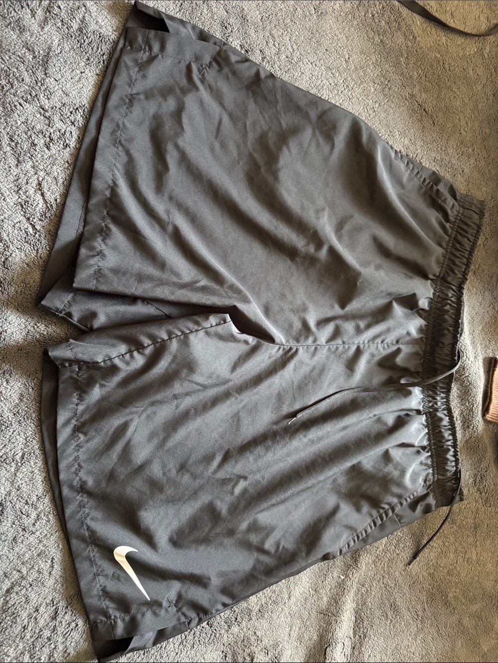 Nike Black Athletic Drawstring Training Shorts with White Swoosh